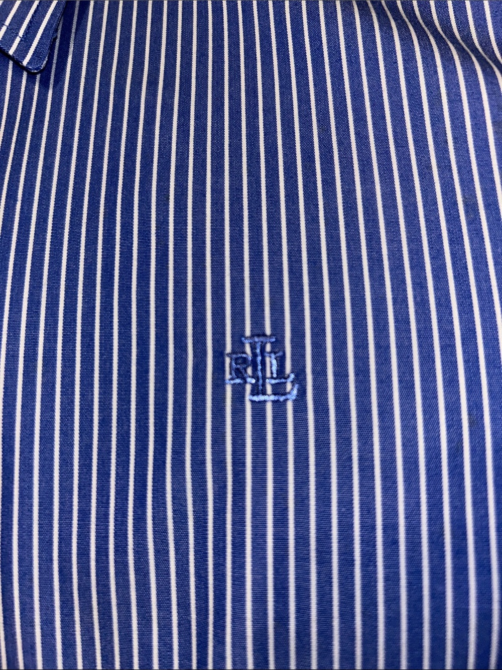 Lauren Ralph Lauren Blue Stripe Non-Iron Dress Shirt Women’s size XL - Picture 9 of 10